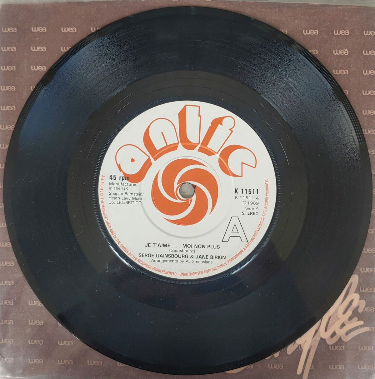 Serge Gainsbourg & Jane Birkin – Je T'aime ... Moi Non Plus 7"